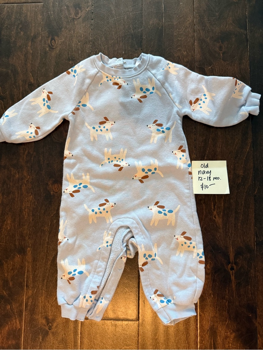 Old Navy Light Blue Puppy Print Footed One-Piece